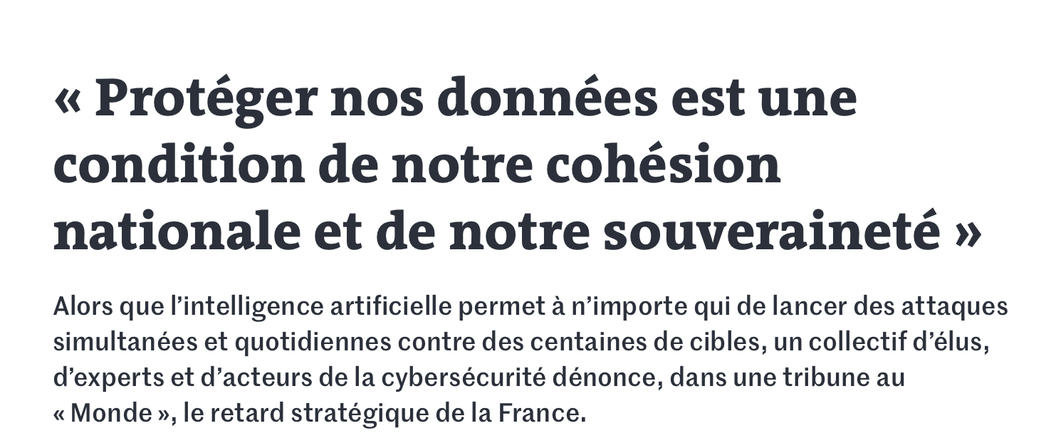 Cybersécurité : un appel transpartisan pour sortir la France de son retard